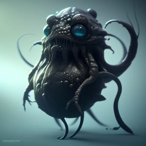 Cute fluid ink creature, big black eyes, unreal engine 5, 8k resolution, photorealistic, ultra detailed