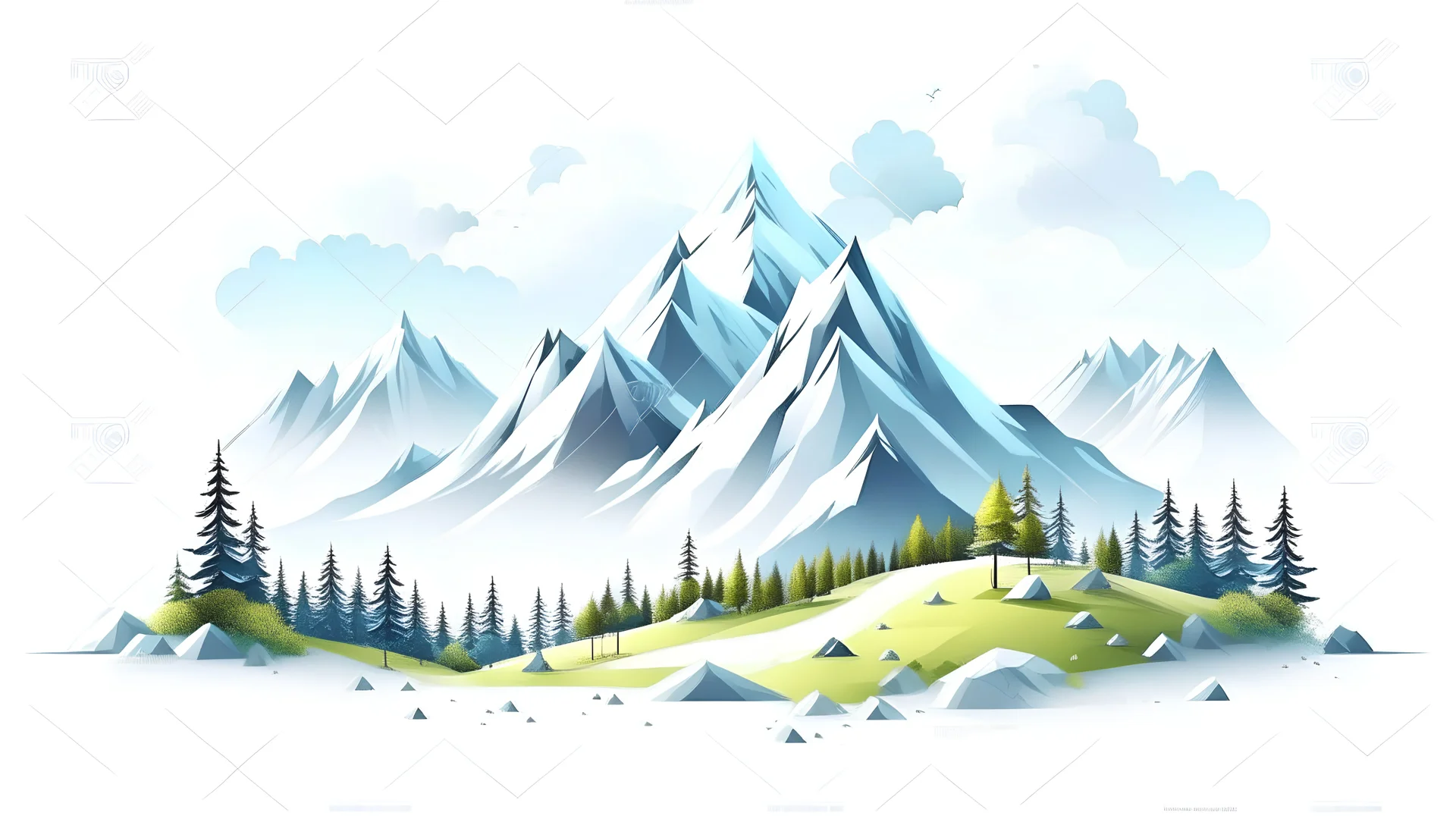 father's day clipart, mountain scene, isolated white background, cinematic lighting effect, charming, bokeh, digital painting, soft lighting, , 4K resolution, photorealistic rendering, highly detailed clean, vector image, photorealistic masterpiece, professional photography, simple space backdrop, flat white background, isometric, vibrant vector