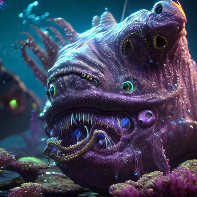 fluid ink angler fish creature, unreal engine 5, 8k resolution, photorealistic, ultra detailed