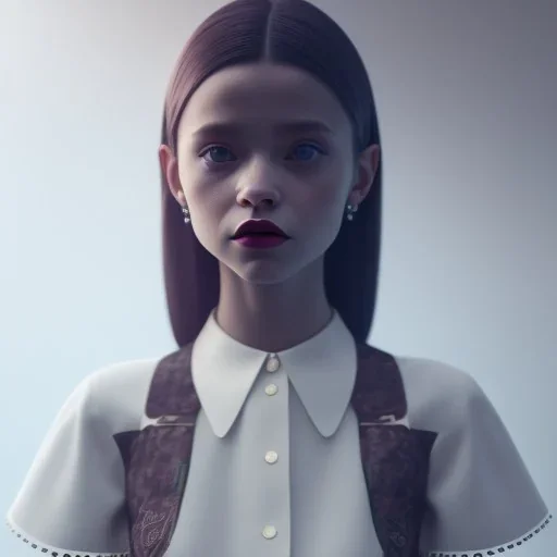 Jenna ortega Peter Pan Collar Flare Dress,vampy lipstick, hyper detail, octane render, unreal engine 5, photorealistic, 8k resulation