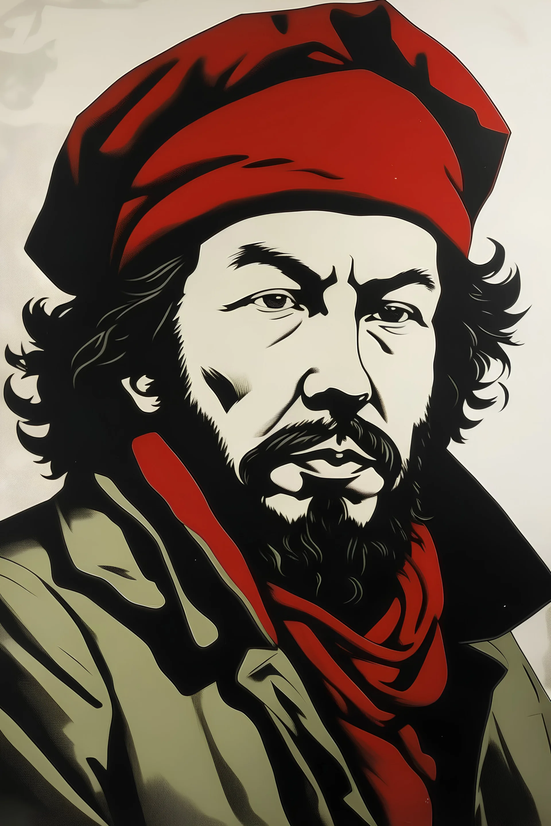 Alexander Pushkin in the classical Che Guevara poster with a beret