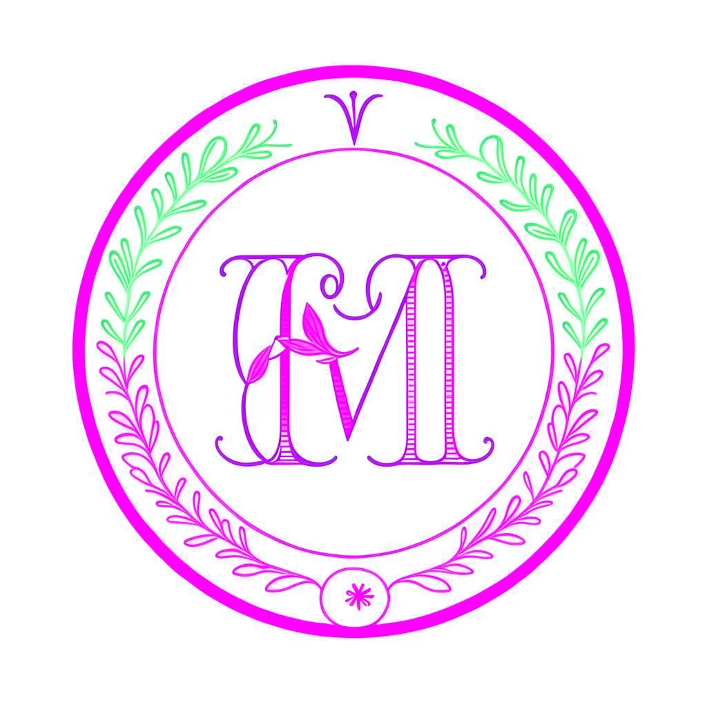 "GH&M" logo, pastel colors