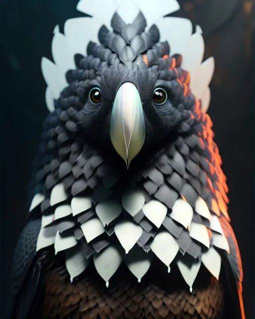 black feathered, rogue, mysterious Kenku male, bird, full-scale head and shoulders portrait, 8k resolution concept art portrait by Greg Rutkowski, Artgerm, WLOP, Alphonse Mucha dynamic lighting hyperdetailed intricately detailed Splash art trending on Artstation triadic colors Unreal Engine 5 volumetric lighting Splash art fantasy.