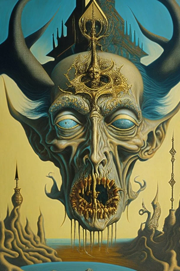 Artwork entitled "Devil's Bargain; Salvador Dali; surrealism; award-winning, intricate, insanely detailed, elegant