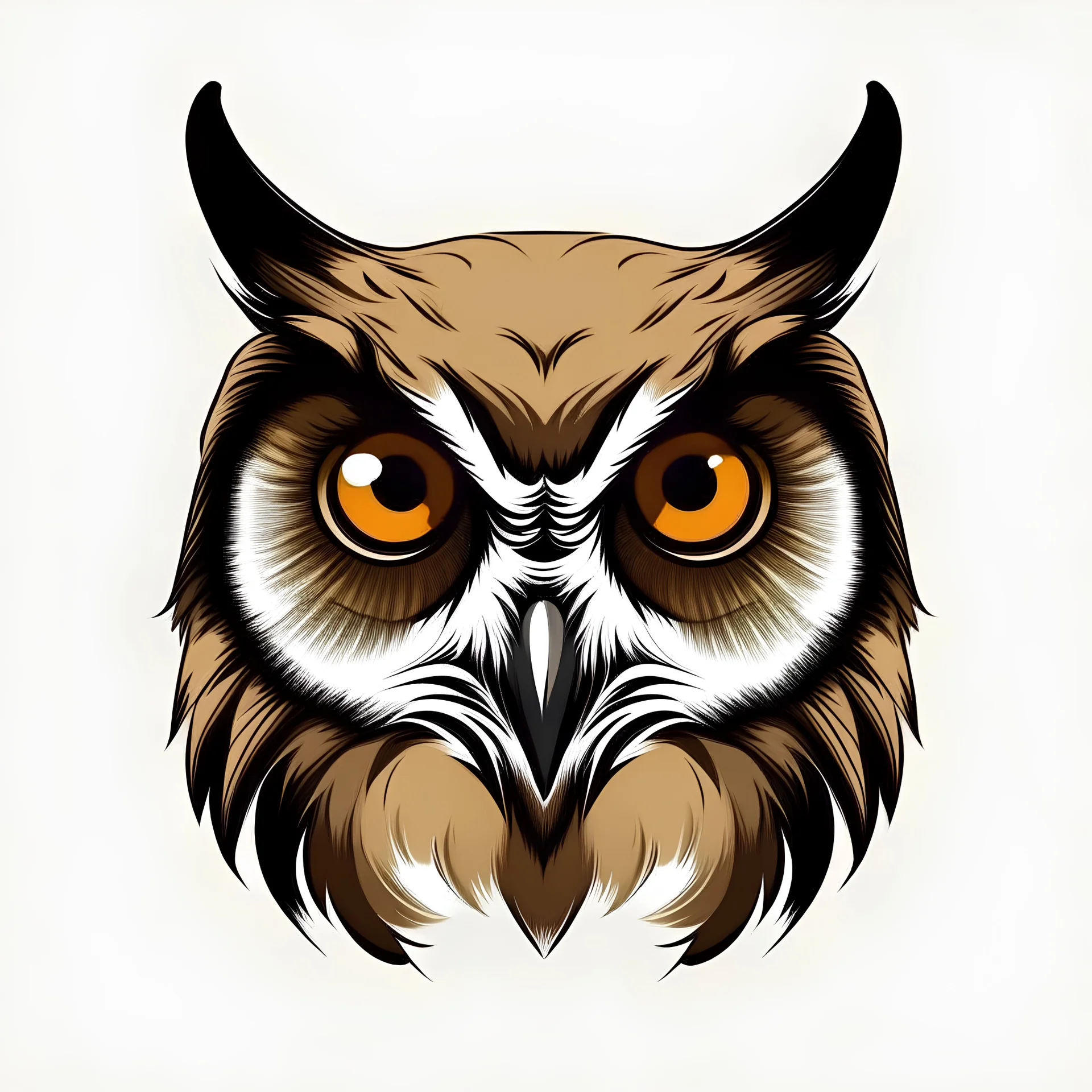 simple owl face image color