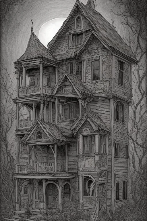 coloring book page Small Haunted Houses