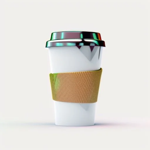 4k coffe cup render solid colors with green background