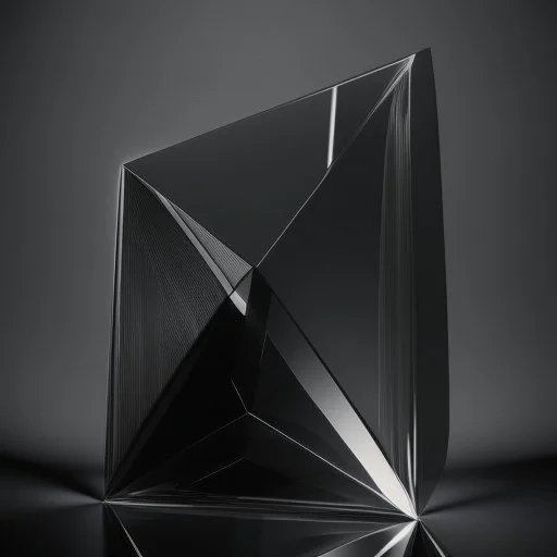 Create a visually striking geometry hi tech prisma simple minimal in dark glass reflections abstract composition that embodies the essence of luxury and craftsmanship, pure black