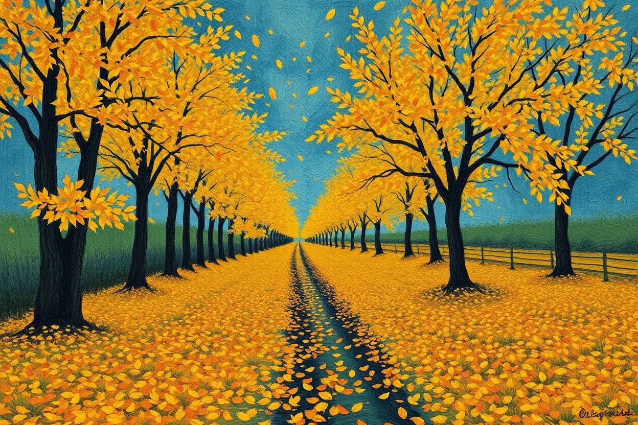 autumn leaves falling van gogh