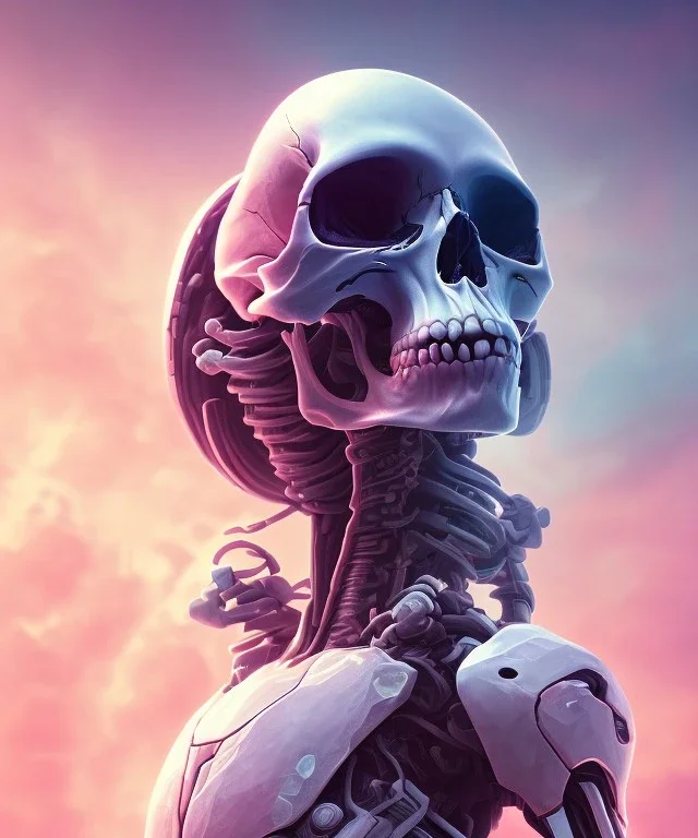 Android skull, full body close up, soft light atmosphere, light effect，vaporwave colorful, concept art, smooth, extremely sharp detail, finely tuned detail, ultra high definition, 8 k, unreal engine 5, ultra sharp focus