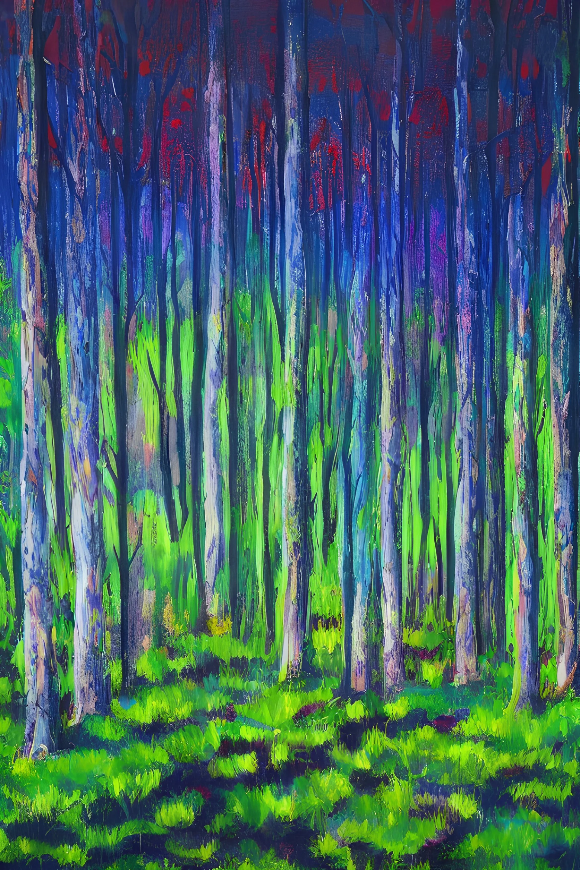 A painted forest.