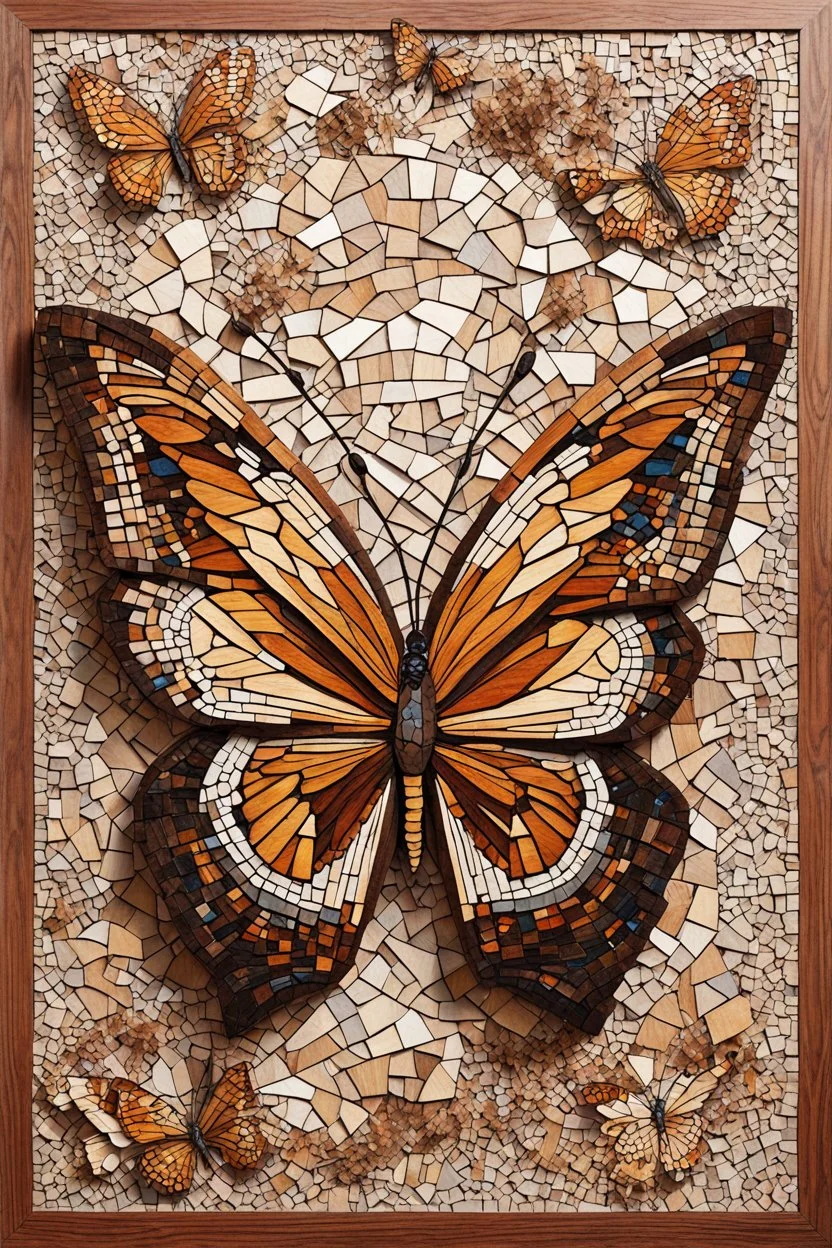 very beautiful butterfly wood mosaic