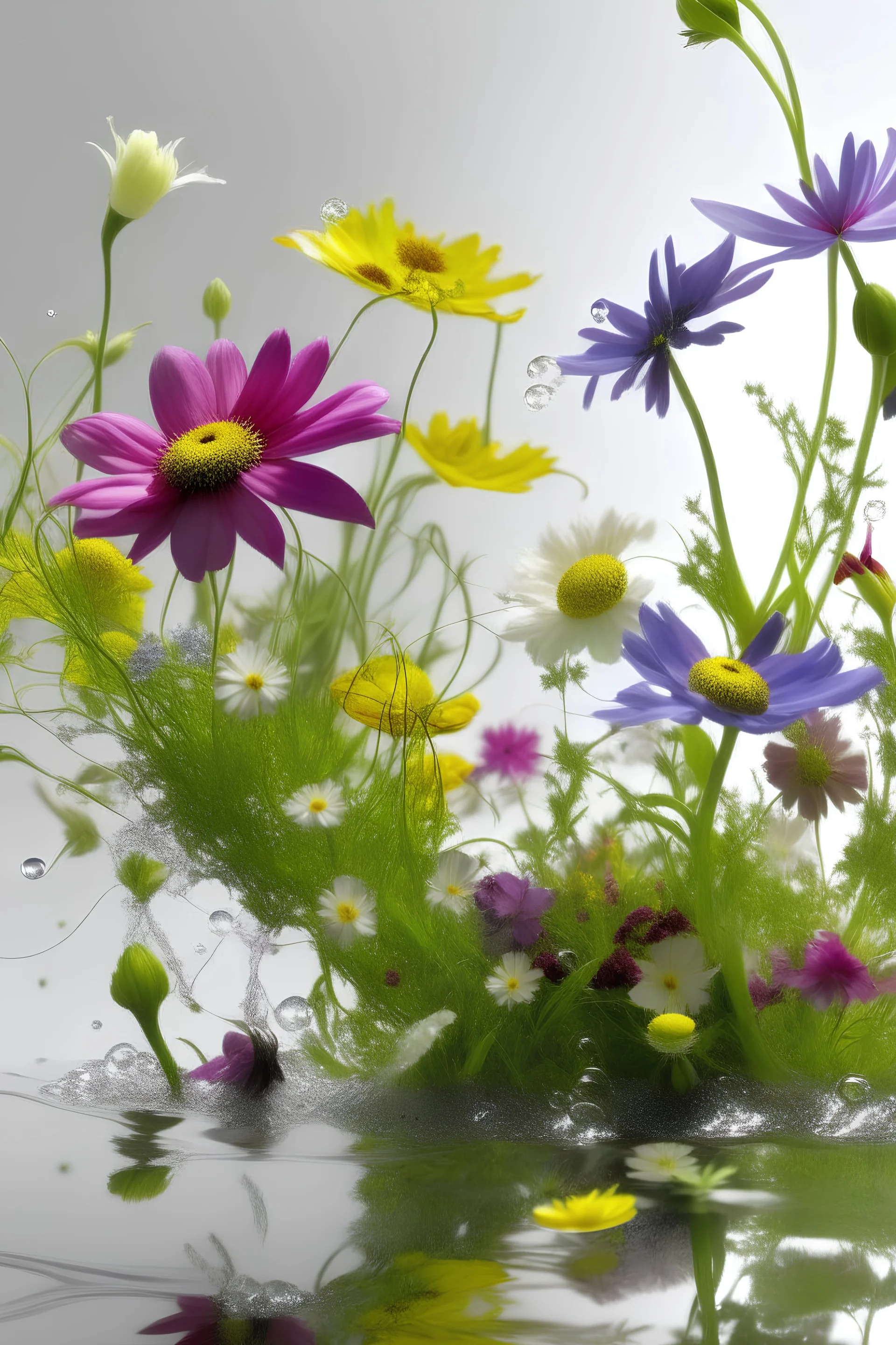 beautiful wild flowers pouring out like a liquid