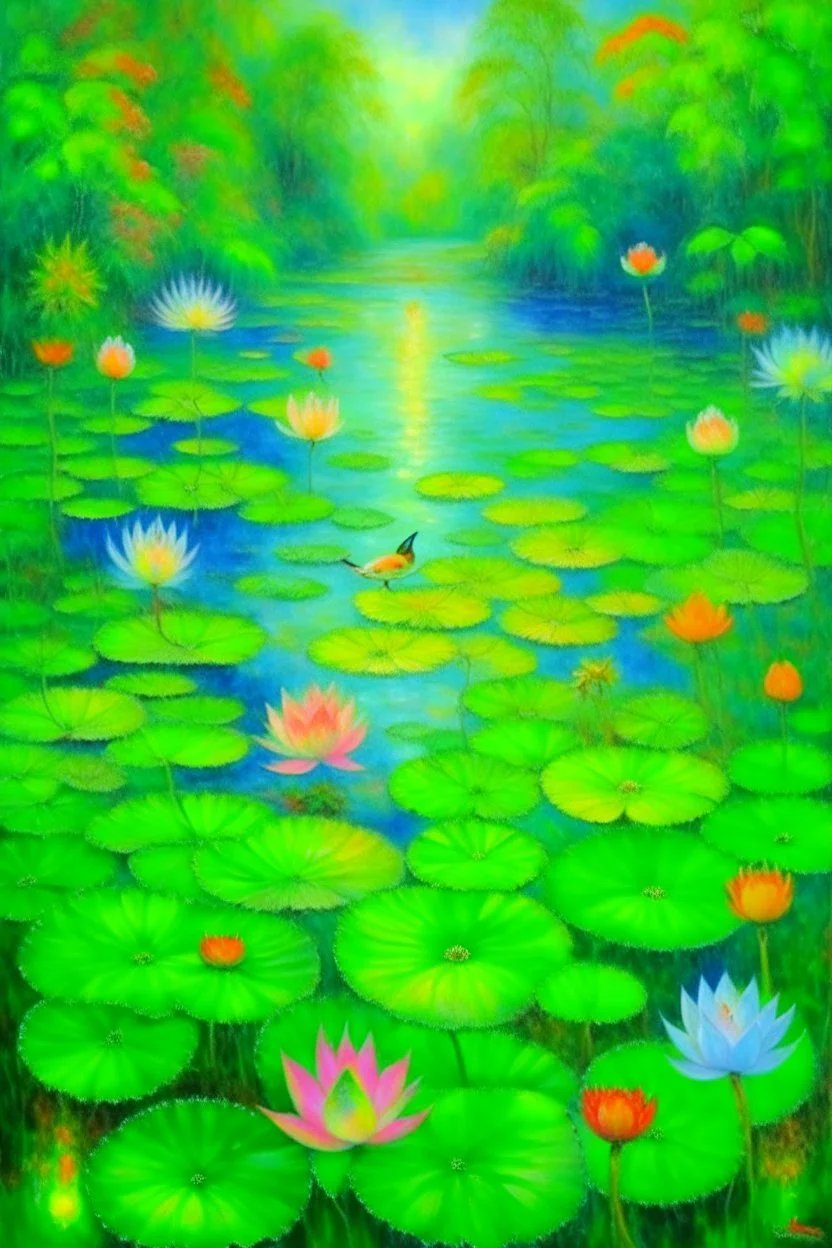 impressionism nature peace communication compassion tranquility water lillies birds