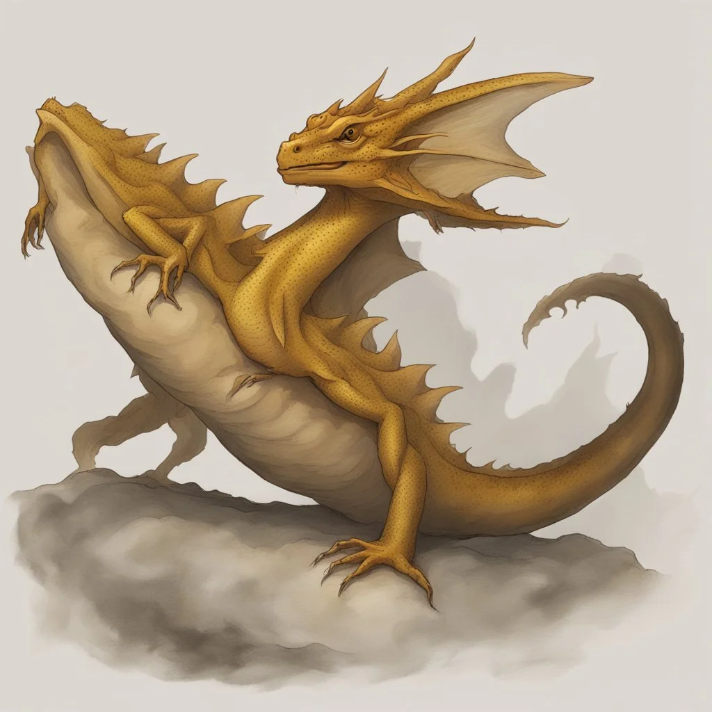 An Umbral Gold Dragon-Newt