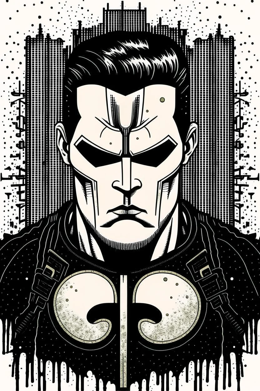 punisher sku;; in the style of Hiroshi Nagai