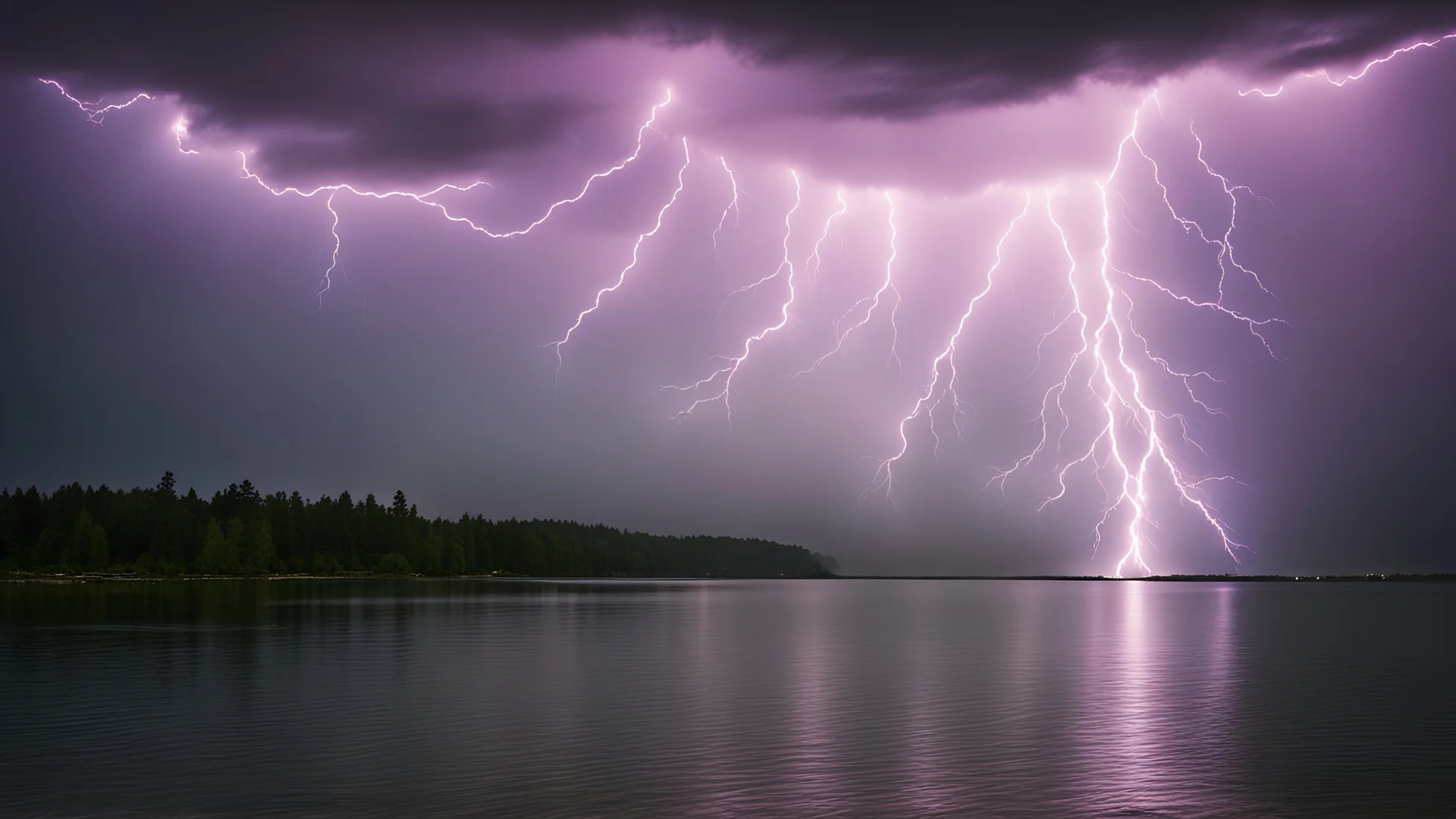 electrical storm on the lake, Multiple exposures mixed.