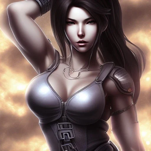 big bust open mouth tifa lockhart spiral eyes