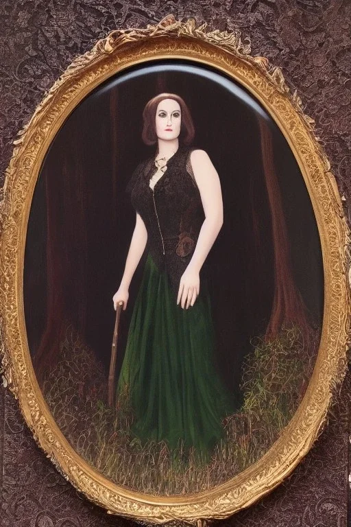 Full body portrait, painting, medium shot lady MidwestGothic