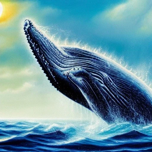 beautiful humpback whale jumping out of turbulent ocean water, stunning, magnificant, sunset sky, 8k resolution, high-quality, fine-detail, detailed matte, illustration, digital art, brian froud, howard lyon, greg rutowski, Life of Pi