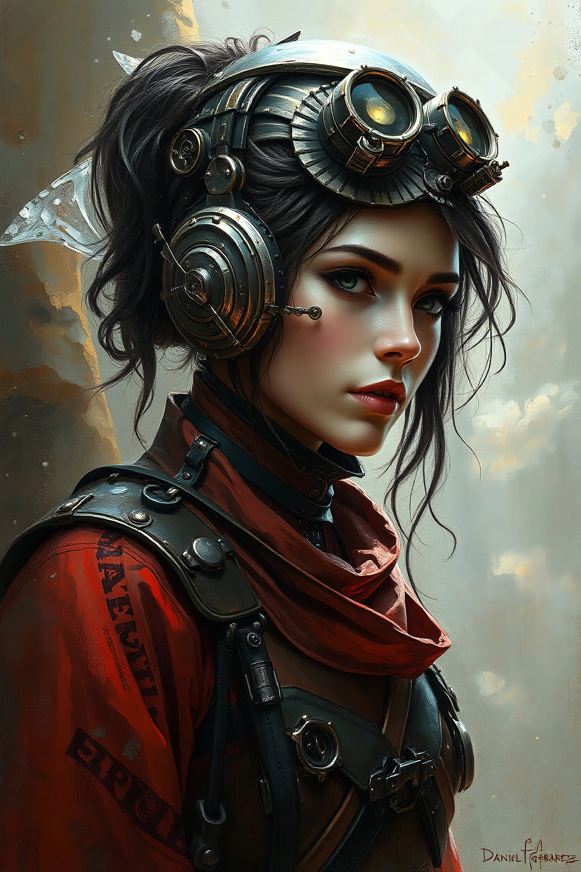 airy, sci-fi, steam punk, very detailed, realistic, figurative painter, fine art, Oil painting on canvas, beautiful painting by Daniel F Gerhartz, Trending on artstation, Trending on MidJourney, Award Winning, Timeless art work, Masterpiece, Genius, Worldclass, Extra ordinary, Aesthetic, Beautiful, Stunning, Brilliant, cinematic, Dynamic, Cinematic lighting, inspirational, 4K resolution, 8K resolution, Artstation HD, Artstation HQ, Vivid, Vibrant, Ultra detailed