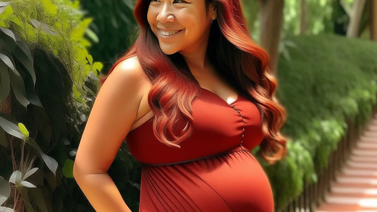 Gina Rodriguez fully transformed into Heavily pregnant German teenager, Long red hair, Maternity gown, Comfortable, elegance, Teenage motherhood, Radiant glow Maternal resilience Motherly grace 100% transformed Youthful vitality Maternal beauty Rounded belly Fiery red tresses Maternity attire perfection Motherly aura Waist: 28 inches Hips: 38 inches Bust: 34 inches Transformation completion Bathwater radiance Unexpected beauty