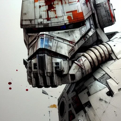 photorealistic at-at pilot helmet with weathered painting , illustration on coarse canvas by <agnes cecile> and <Yoji Shinkawa>, ornate and intricate details , soft smooth lighting, ultra detailed concept art,