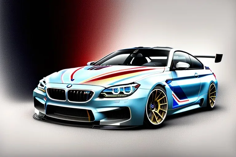 a true-to-life 2016 BMW M6 GT3, centered, intricate, extreme detailed, photorealism, center view, city background, pivot on bmw, pen and color marker painting by cheryl kelley