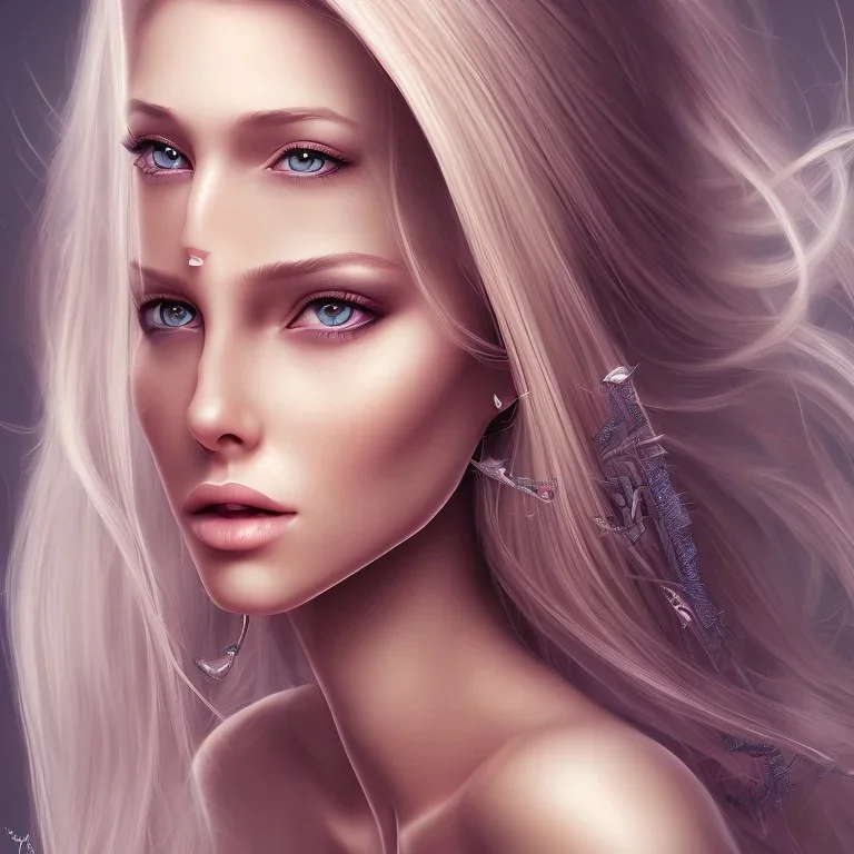 Woman with long blond hair Wearing make up avatar pandora