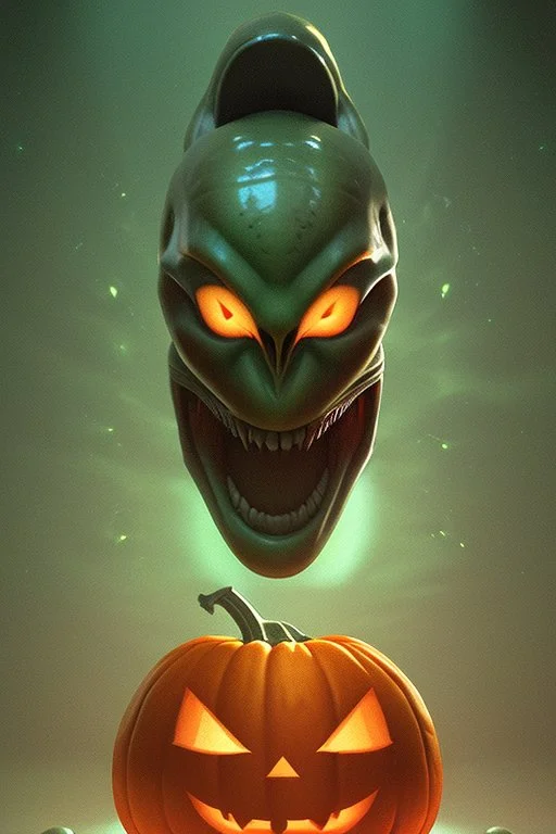 Alien Jack-o'-lantern,highly detailed, digital painting, art stations, concept art, smooth, unreal engine 5, god rays, ray tracing, RTX, nanite polygons, ultra detail, volumetric lighting, 3d, detailed anime, finely drawn, high definition, high resolution