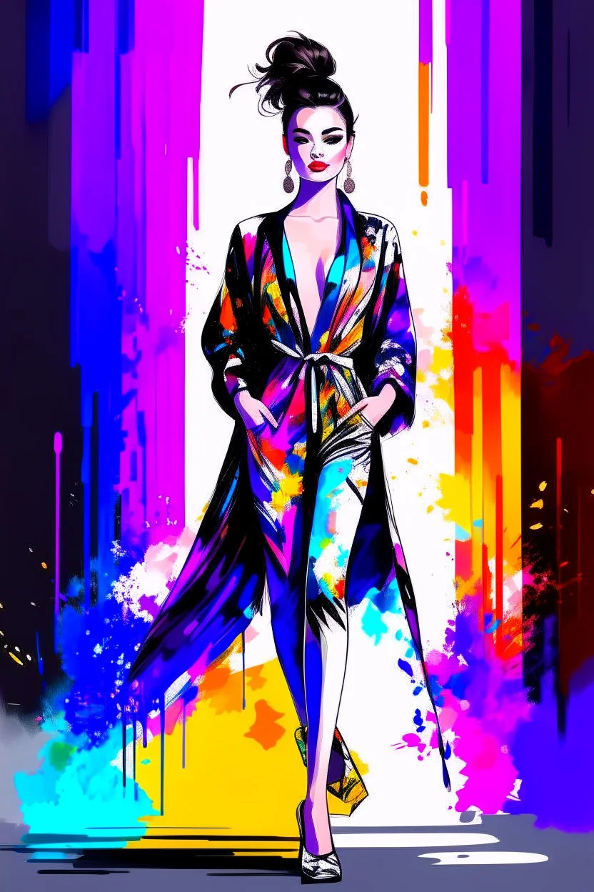 Beautiful Portrait,fullbody,posing in fashion show,Digital Art co-created by TT