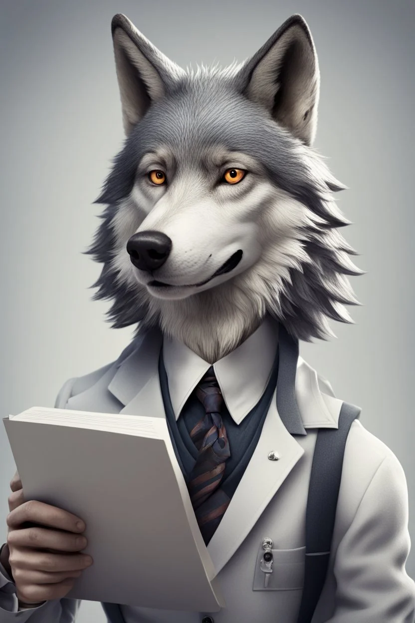 a humanized wolf who can help in reading a document