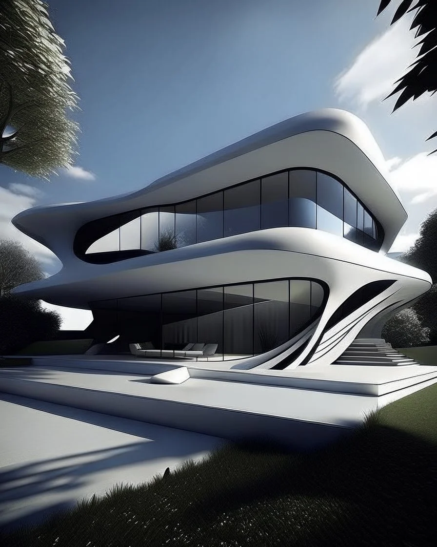 House estilo Zaha Hadid art illustration