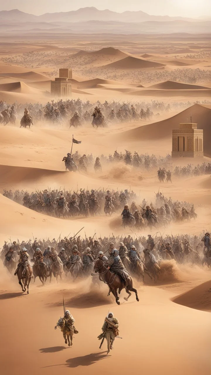 An Islamic war between two armies in the desert