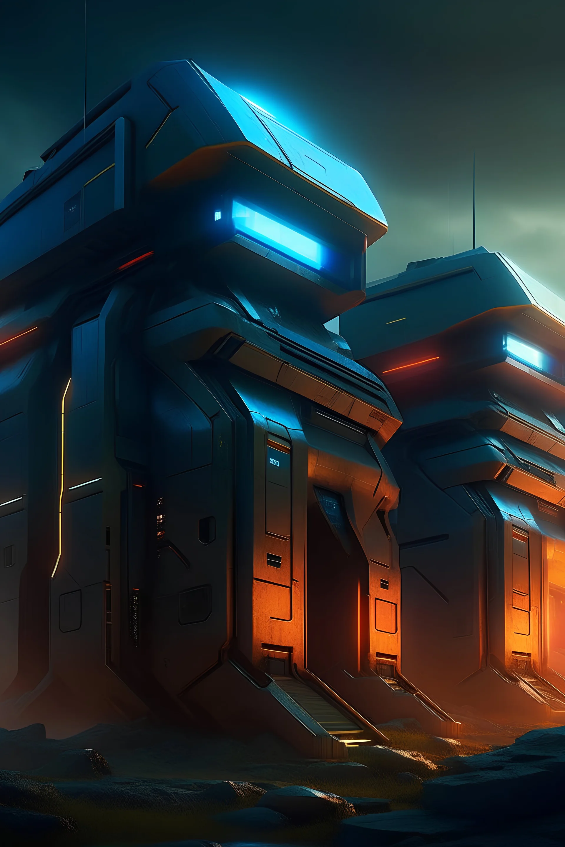 cyberpunk retro futuristic bunkers far away