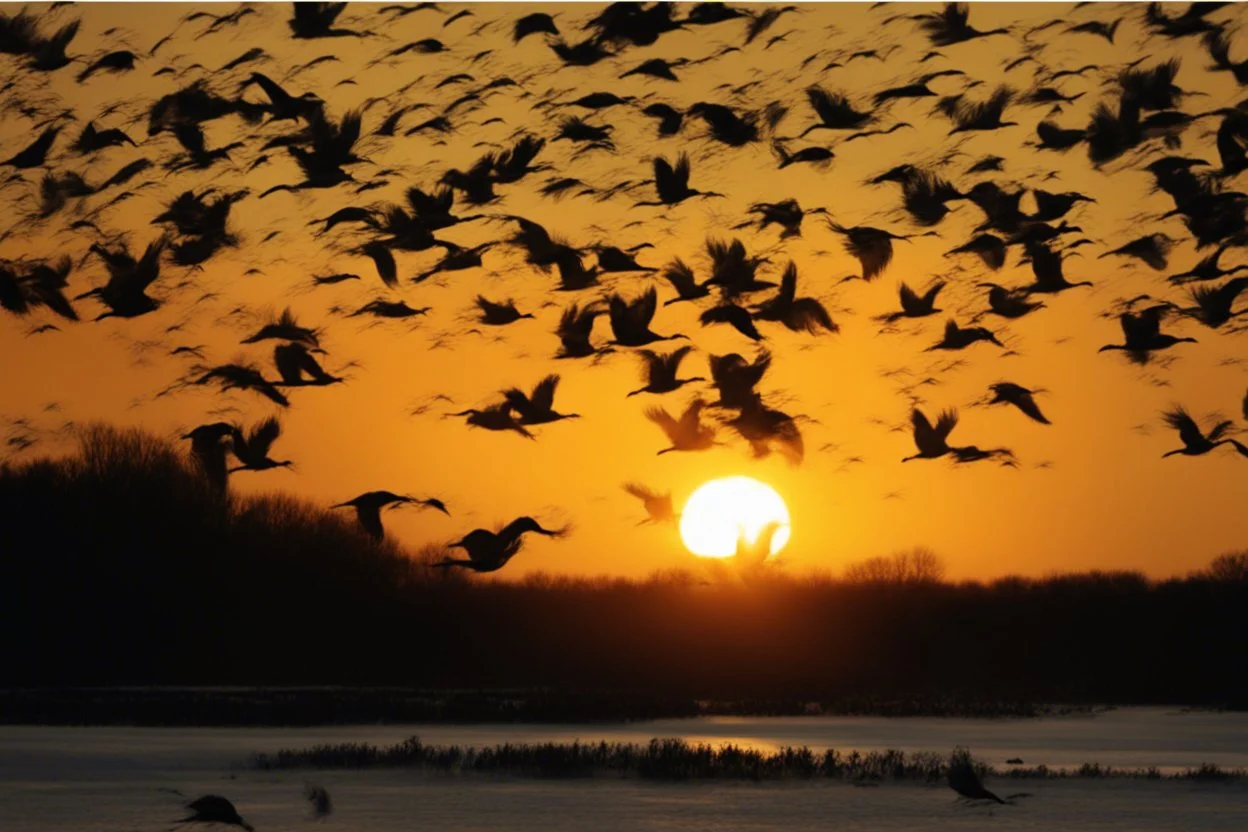 Create * Japanese ink painting + Disney style : white big bird’s murmuration , sunrise in Japanese Mountains , HR, HD, fantasy
