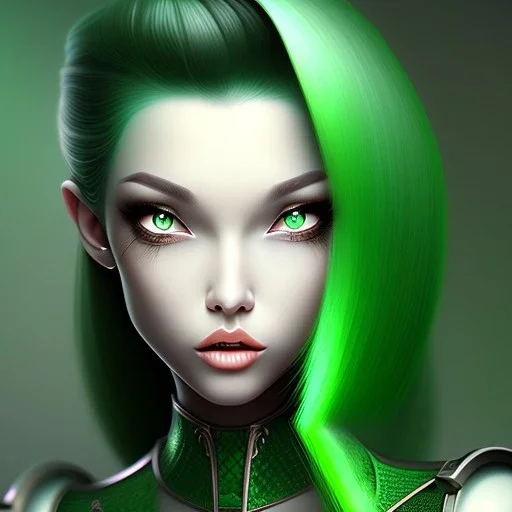 fantasy setting, green and black hair, more black hair