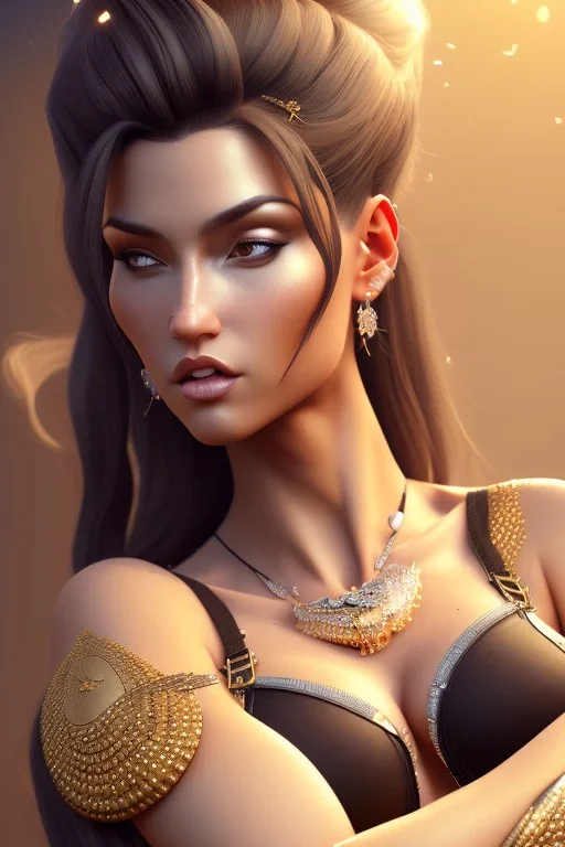 sexy milf, black hair, ponytail, catsuite, desert background, 8k resolution, high-quality, fine-detail, intricate, fantasy art, detailed matte, volumetric lighting, illustration, 3D