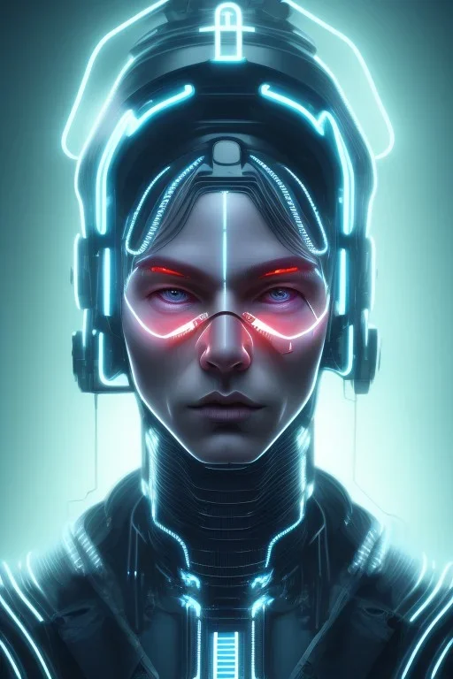 cyberpunk, head, men, portrai, tron