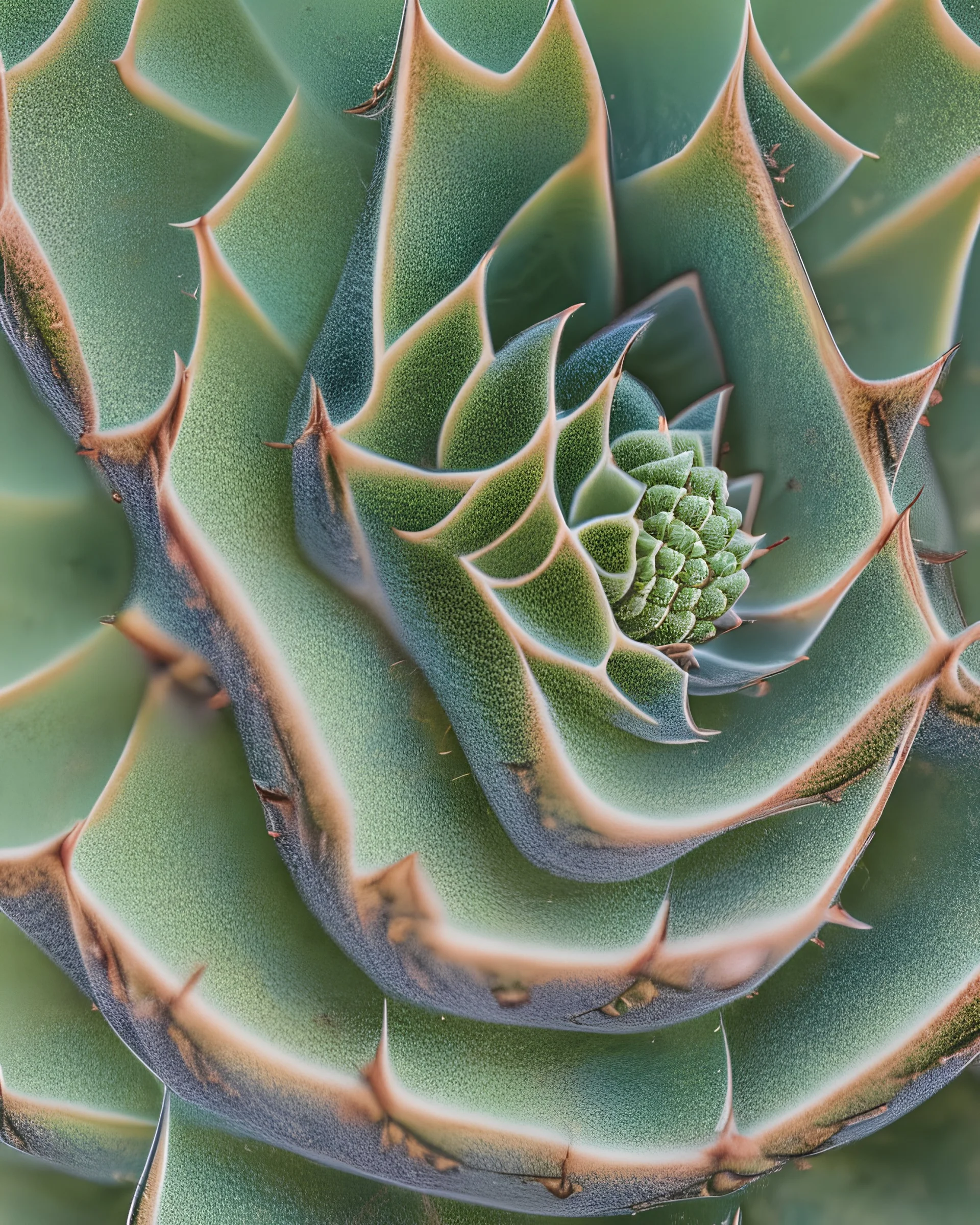 A macro view of a succulent plant, showcasing the intricate patterns and textures of its fleshy leaves.