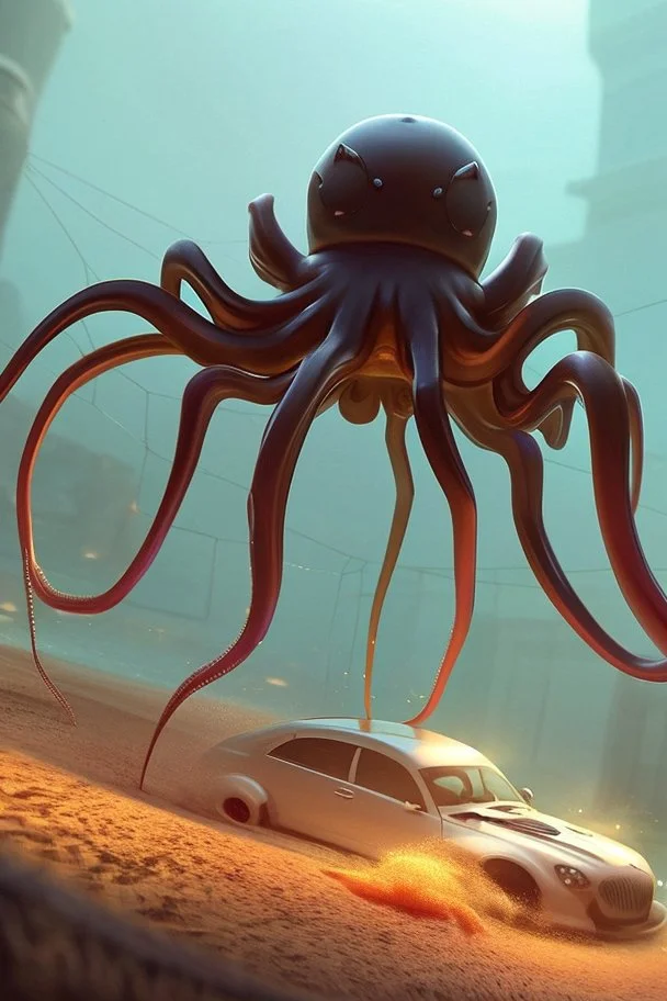 spider octopus car, 8k, finely detailed, photo realistic.