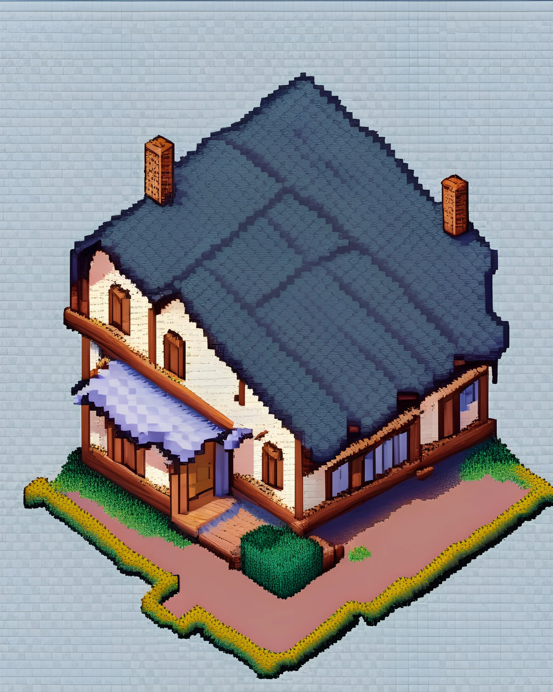 top-down, simple baker house, pixel art, stardew valley, no background, transparent png,