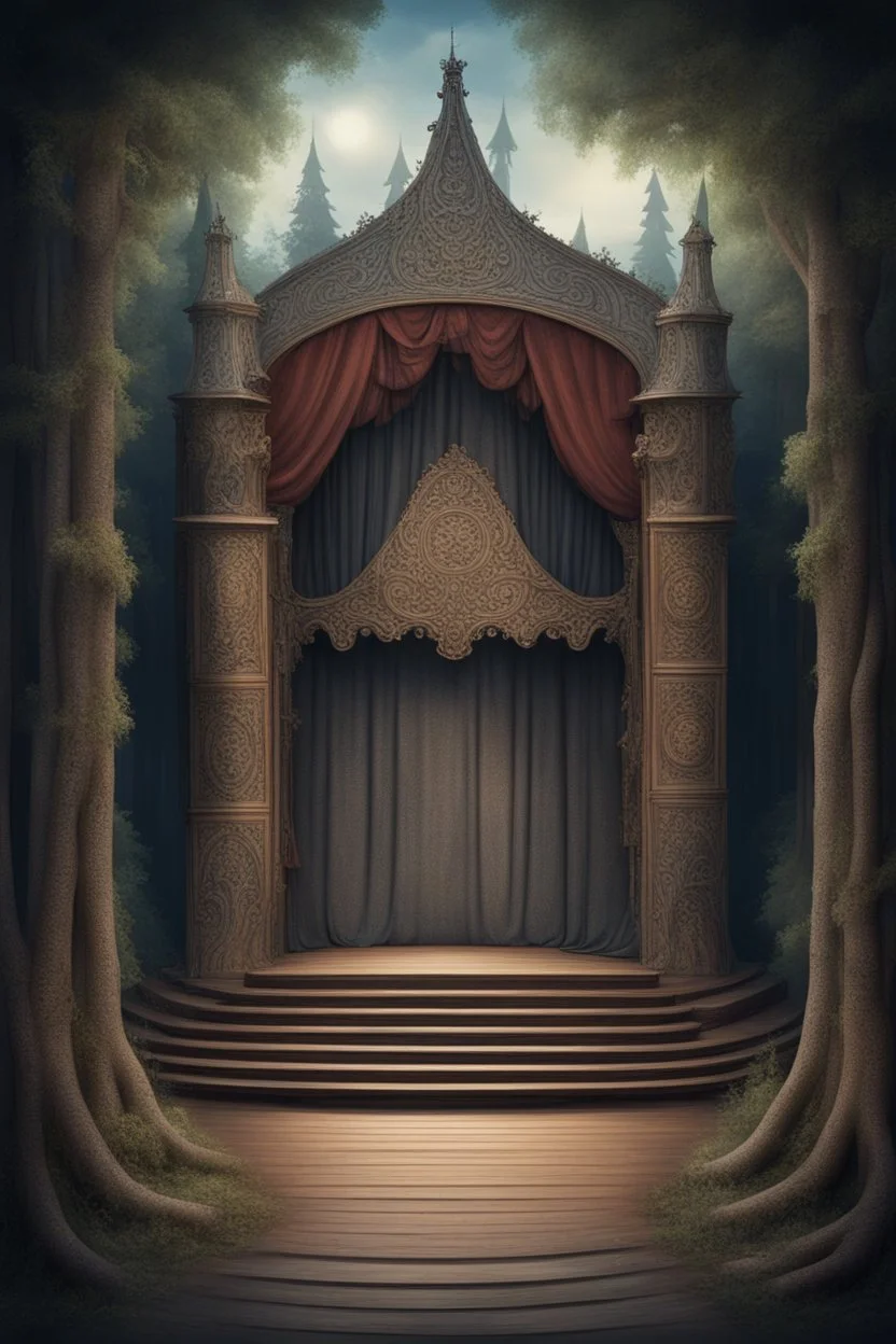 театральная сцена в славянском стиле сказок