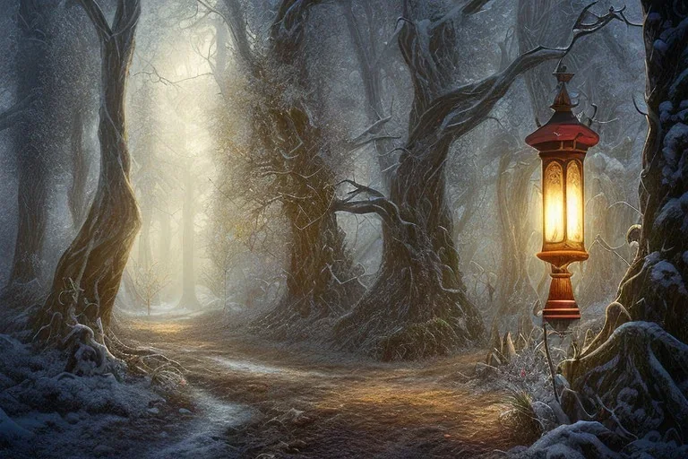 FOREST LANTERN WINTER PATH FALL