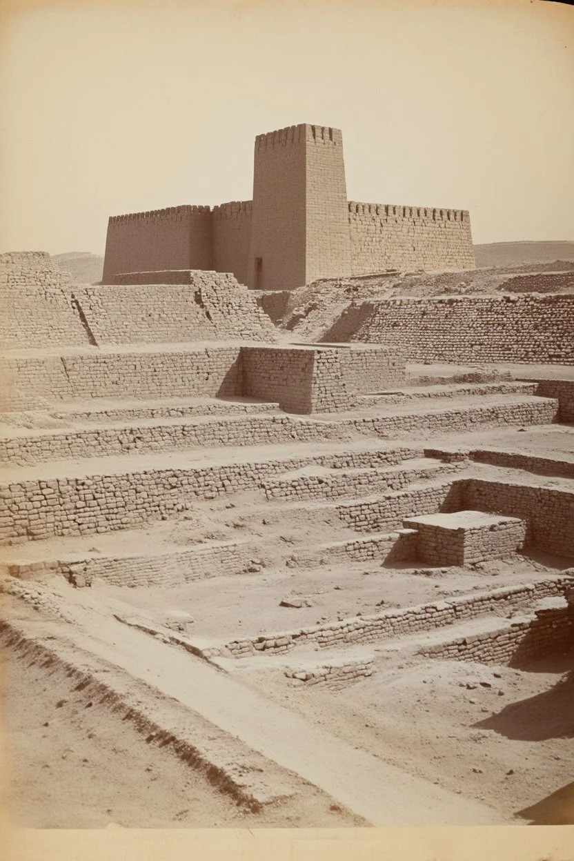 ancient marduk the ruler tower of babylon and zigarat faded old photo