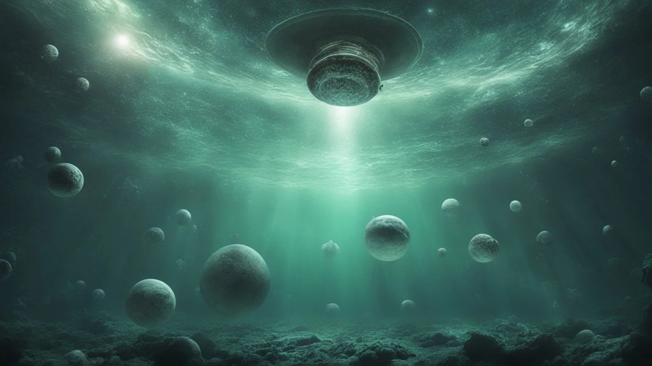 matrix universe, space, planets, under water