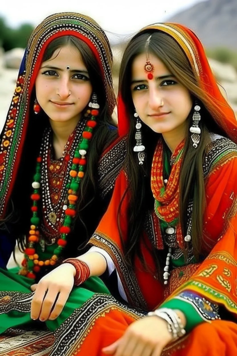 Baloch beautiful girls with traditional balochi dress