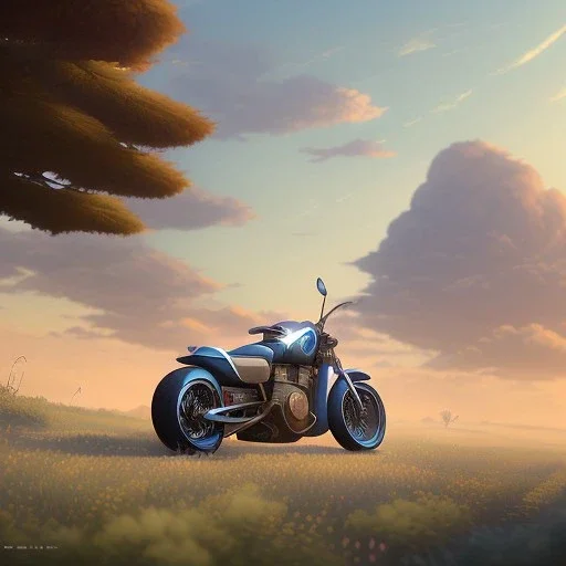 concept motorbike, soft smooth lighting,centered.design by ART OF BOB KEHL style:.studio ghibli,andrea bonelli,Kilian Eng,Ohrai, korra character, style.