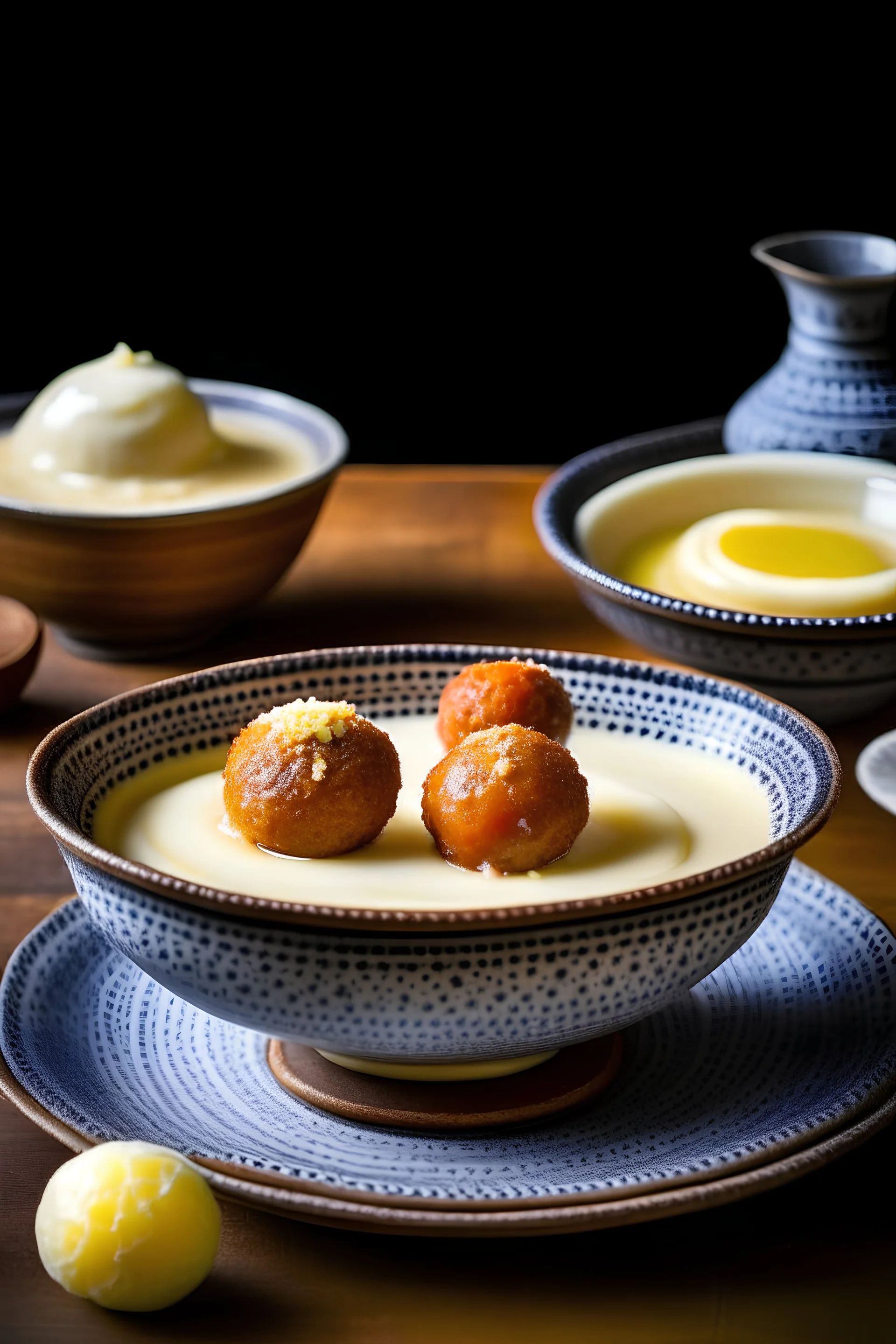 Moroccan Date and Nut Balls Accompanied by Sugar-Free Vanilla Custard