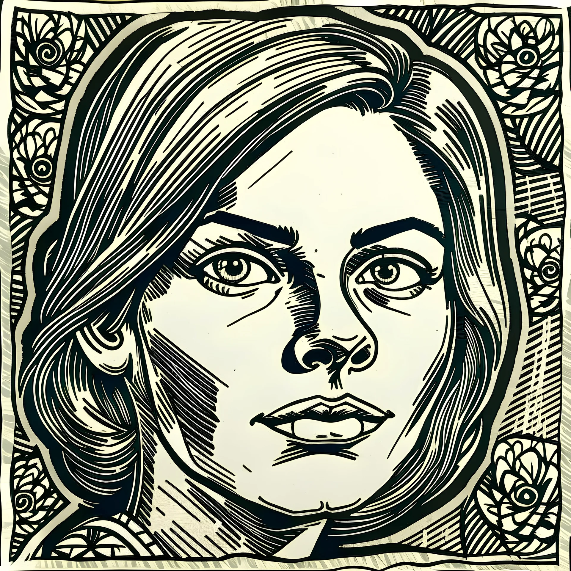 portrait of Starte with Block Print style